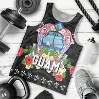 Guam Chamorro Men Tank Top Tribal Latte Stone With Dolphins Black