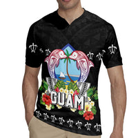 Guam Chamorro Rugby Jersey Tribal Latte Stone With Dolphins Black