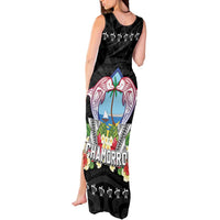 Guam Chamorro Tank Maxi Dress Tribal Latte Stone With Dolphins Black