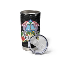 Guam Chamorro Tumbler Cup Tribal Latte Stone With Dolphins Black