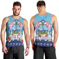 Guam Chamorro Men Tank Top Tribal Latte Stone With Dolphins Blue