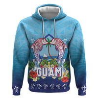 Guam Chamorro Zip Hoodie Tribal Latte Stone With Dolphins Blue