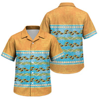 Hawaii Humuhumu Fish Maile Pikake Lei Family Matching Puletasi and Hawaiian Shirt Tribal Tapa Orange Version
