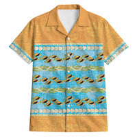 Hawaii Humuhumu Fish Maile Pikake Lei Hawaiian Shirt Tribal Tapa Orange Version