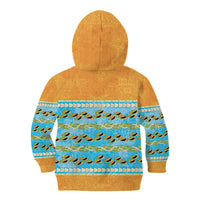 Hawaii Humuhumu Fish Maile Pikake Lei Kid Hoodie Tribal Tapa Orange Version
