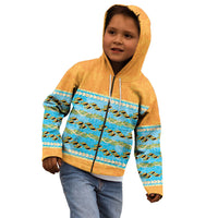 Hawaii Humuhumu Fish Maile Pikake Lei Kid Hoodie Tribal Tapa Orange Version