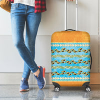 Hawaii Humuhumu Fish Maile Pikake Lei Luggage Cover Tribal Tapa Orange Version
