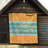 Hawaii Humuhumu Fish Maile Pikake Lei Quilt Tribal Tapa Orange Version