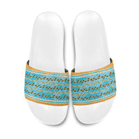 Hawaii Humuhumu Fish Maile Pikake Lei Slide Sandals Tribal Tapa Orange Version