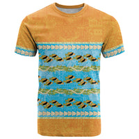Hawaii Humuhumu Fish Maile Pikake Lei T Shirt Tribal Tapa Orange Version