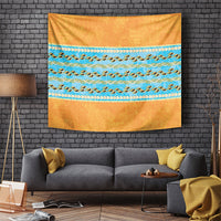 Hawaii Humuhumu Fish Maile Pikake Lei Tapestry Tribal Tapa Orange Version