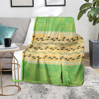 Hawaii Humuhumu Fish Maile Pikake Lei Blanket Tribal Tapa Green Version