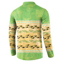 Hawaii Humuhumu Fish Maile Pikake Lei Button Sweatshirt Tribal Tapa Green Version