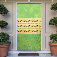 Hawaii Humuhumu Fish Maile Pikake Lei Door Cover Tribal Tapa Green Version