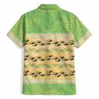 Hawaii Humuhumu Fish Maile Pikake Lei Hawaiian Shirt Tribal Tapa Green Version