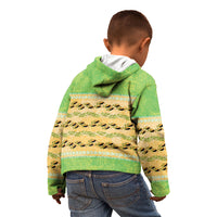Hawaii Humuhumu Fish Maile Pikake Lei Kid Hoodie Tribal Tapa Green Version