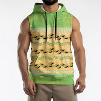 Hawaii Humuhumu Fish Maile Pikake Lei Sleeveless Hoodie Tribal Tapa Green Version