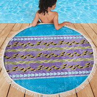 Hawaii Humuhumu Fish Maile Pikake Lei Beach Blanket Tribal Tapa Blue Version
