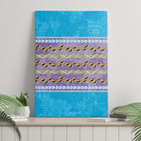 Hawaii Humuhumu Fish Maile Pikake Lei Canvas Wall Art Tribal Tapa Blue Version