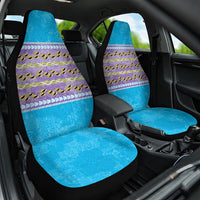 Hawaii Humuhumu Fish Maile Pikake Lei Car Seat Cover Tribal Tapa Blue Version