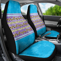 Hawaii Humuhumu Fish Maile Pikake Lei Car Seat Cover Tribal Tapa Blue Version