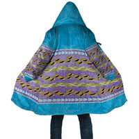 Hawaii Humuhumu Fish Maile Pikake Lei Cloak Tribal Tapa Blue Version