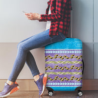 Hawaii Humuhumu Fish Maile Pikake Lei Luggage Cover Tribal Tapa Blue Version