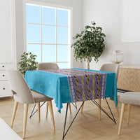 Hawaii Humuhumu Fish Maile Pikake Lei Tablecloth Tribal Tapa Blue Version