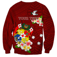 Personalized Tonga Sweatshirt Coat Of Arms Plumeria With Ngatu Pattern LT05 - Polynesian Pride