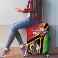 Happy Vanuatu Constitution Day Luggage Cover Flag Style With Sand Drawing Pattern