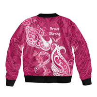 Breast Cancer Awareness Sleeve Zip Bomber Jacket Ribbon Polynesian Pattern Pink Version LT05 - Polynesian Pride