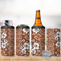 Hawaii Vintage Brown Hibiscus Tapa Pattern 4 in 1 Can Cooler Tumbler