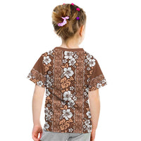 Hawaii Vintage Brown Hibiscus Tapa Pattern Kid T Shirt LT05 - Polynesian Pride