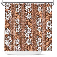 Hawaii Vintage Brown Hibiscus Tapa Pattern Shower Curtain LT05 Brown - Polynesian Pride