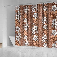 Hawaii Vintage Brown Hibiscus Tapa Pattern Shower Curtain LT05 - Polynesian Pride