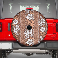 Hawaii Vintage Brown Hibiscus Tapa Pattern Spare Tire Cover