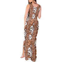 Hawaii Vintage Brown Hibiscus Tapa Pattern Tank Maxi Dress