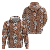 Hawaii Vintage Brown Hibiscus Tapa Pattern Zip Hoodie LT05 - Polynesian Pride