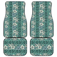 Hawaii Vintage Green Hibiscus Tapa Pattern Car Mats
