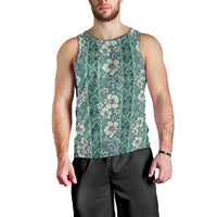 Hawaii Vintage Green Hibiscus Tapa Pattern Men Tank Top