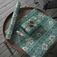 Hawaii Vintage Green Hibiscus Tapa Pattern Wrapping Paper - Polynesian Pride