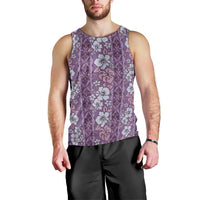 Hawaii Vintage Violet Hibiscus Tapa Pattern Men Tank Top