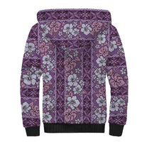 Hawaii Vintage Violet Hibiscus Tapa Pattern Sherpa Hoodie
