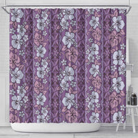 Hawaii Vintage Violet Hibiscus Tapa Pattern Shower Curtain LT05 - Polynesian Pride