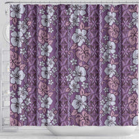 Hawaii Vintage Violet Hibiscus Tapa Pattern Shower Curtain LT05 - Polynesian Pride