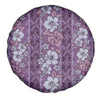 Hawaii Vintage Violet Hibiscus Tapa Pattern Spare Tire Cover