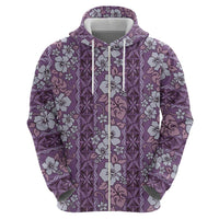 Hawaii Vintage Violet Hibiscus Tapa Pattern Zip Hoodie LT05 - Polynesian Pride