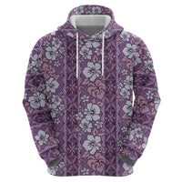 Hawaii Vintage Violet Hibiscus Tapa Pattern Zip Hoodie LT05 - Polynesian Pride