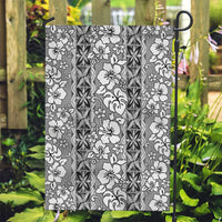 Hawaii Vintage Gray Hibiscus Tapa Pattern Garden Flag