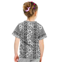 Hawaii Vintage Gray Hibiscus Tapa Pattern Kid T Shirt LT05 - Polynesian Pride